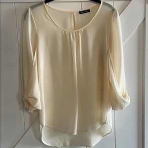 Francesca’s cream/white sheer blouse size S